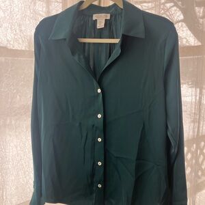 Rachel Zoe Green Button-Down Satin Shirt